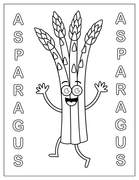 Een kronkelende asperge staat in een levendige houding.
