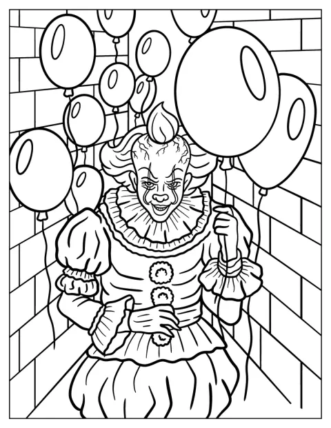Viele Ballons umgeben Pennywise.
