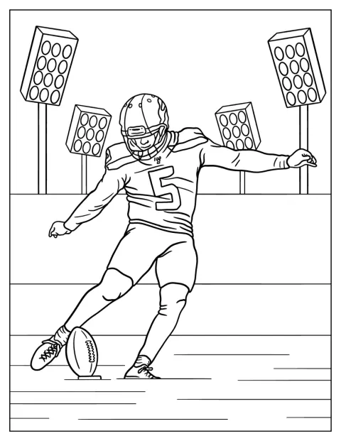 En NFL-kicker tar sats för att sparka bollen.