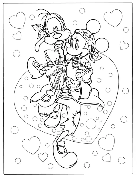 Dingo et Minnie Mouse posent ensemble.