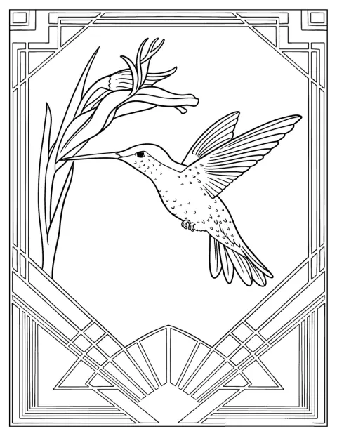 Un colibrí vuela al lado de una flor.