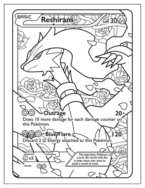 Reshiram usa Ira nella scena illustrata sulla carta Pokémon.