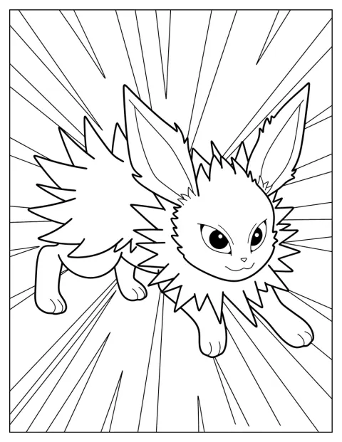 Jolteon smiler skjevt og står klar til kamp.