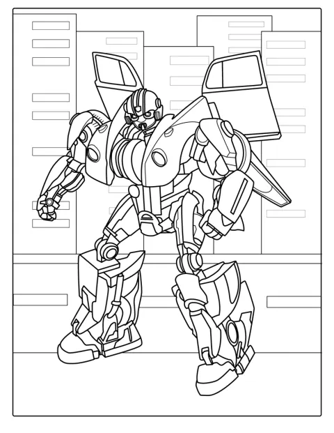 Bumblebee este ilustrat în forma sa de robot.