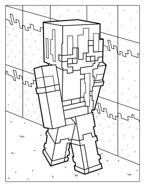 Alex, hrdinka z Minecraftu, stojí zpříma.