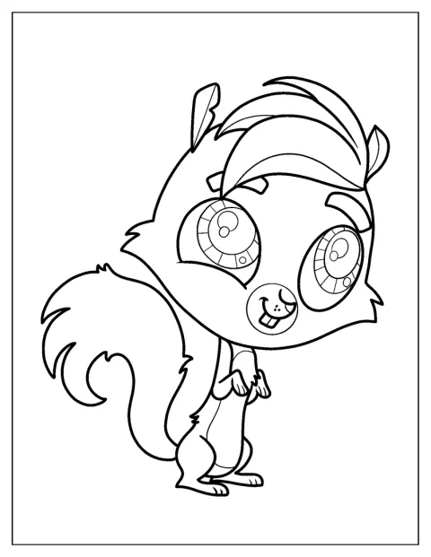 Shivers aus Littlest Pet Shop blickt neugierig nach vorn.