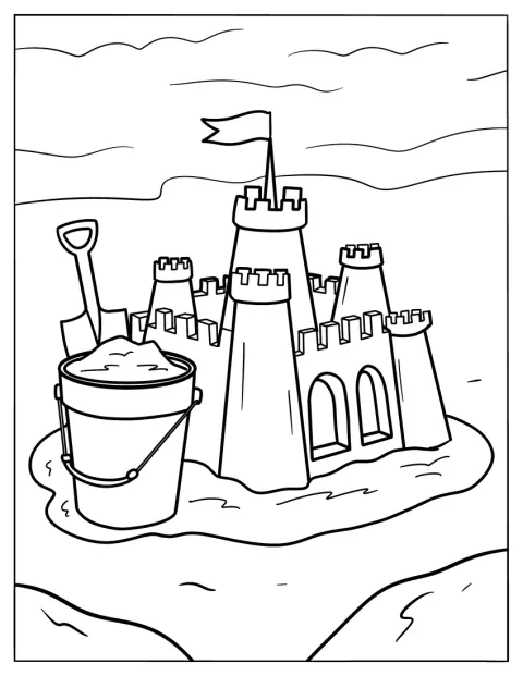 Summer Coloring Page Of Sand Castle For Kids