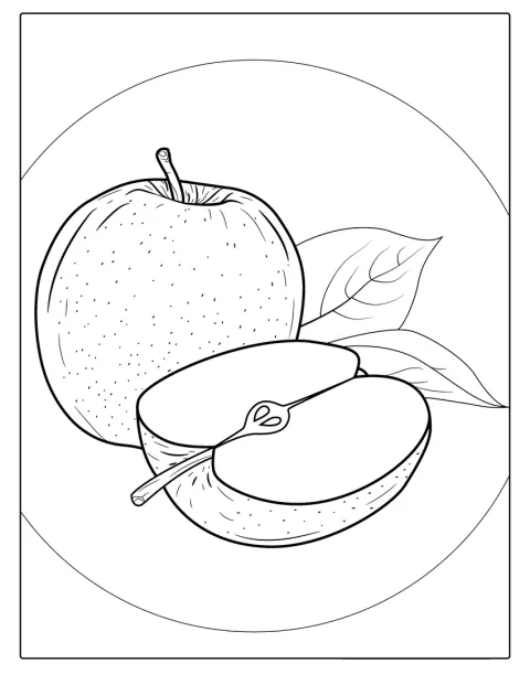 Et Honeycrisp-eple med stilk og blad ligger alene.