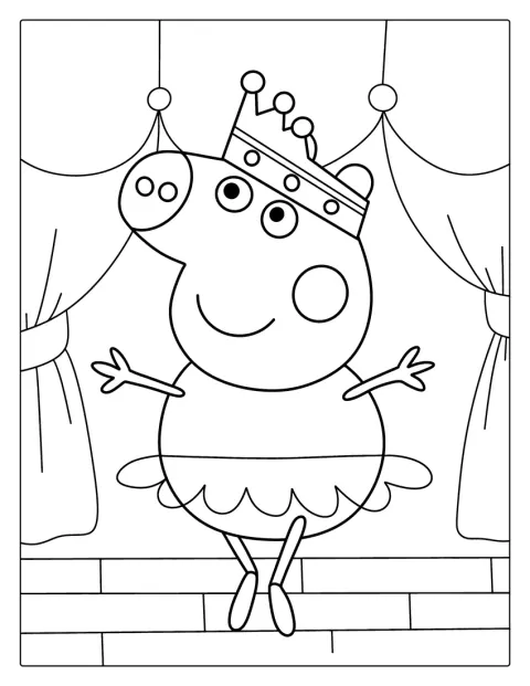 Greta Gris står klädd som ballerina.
