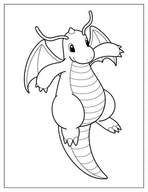 Dragonite flyver højt gennem luften.