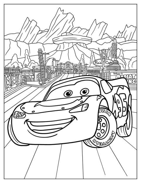 Lightning McQueen står i Radiator by.