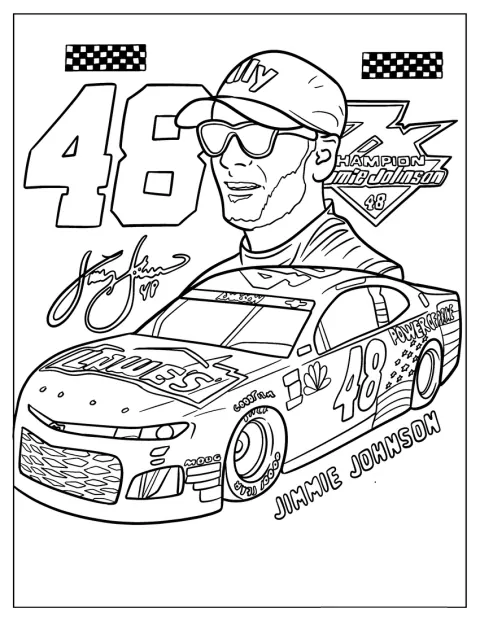 Jimmie Johnsonのサインが入ったNASCARポスターです。