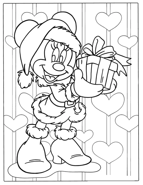 Minnie Mouse poartă un costum festiv, potrivit pentru Crăciun.