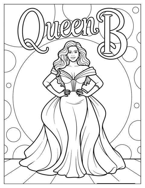 Beyoncé prend une pose confiante sous l’inscription « Queen B ».