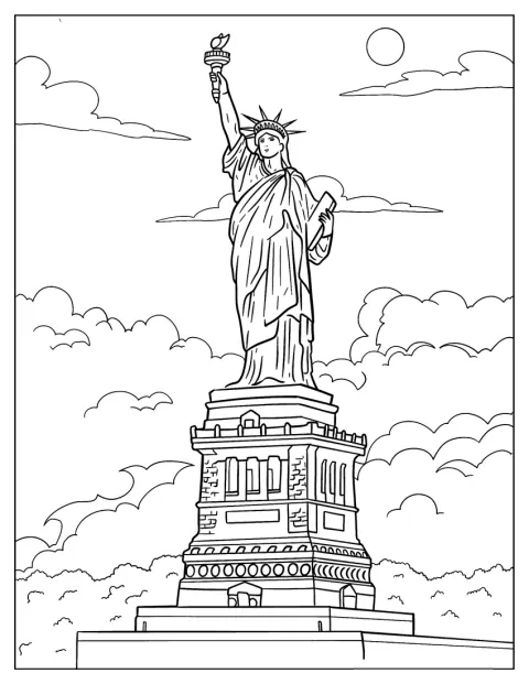 La Statua della Libertà svetta sull'isola di Liberty Island, nel porto di New York.