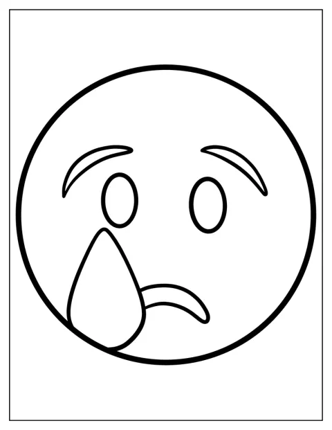 En ledsen emoji har en tår rinnande från ögat.