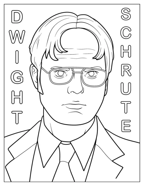 Dwight Schrute, reprezentant de vânzări la Dunder Mifflin, este prezentat într-un portret.
