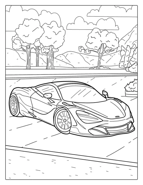 Sportowy McLaren ma nisko osadzoną sylwetkę i szerokie koła.