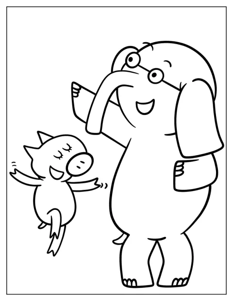 Gerald y Piggie bailan juntos.