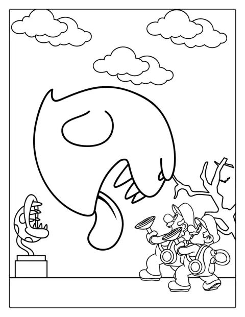 Mario et Luigi combattent Boo dans un lieu hanté.