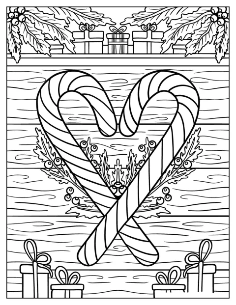 Två polkagriskäppar möts och bildar ett hjärta.