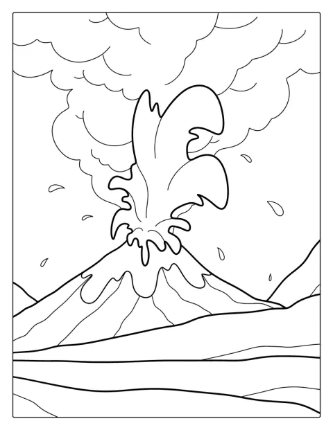 En vulkan sender røg og lava op mod himlen.