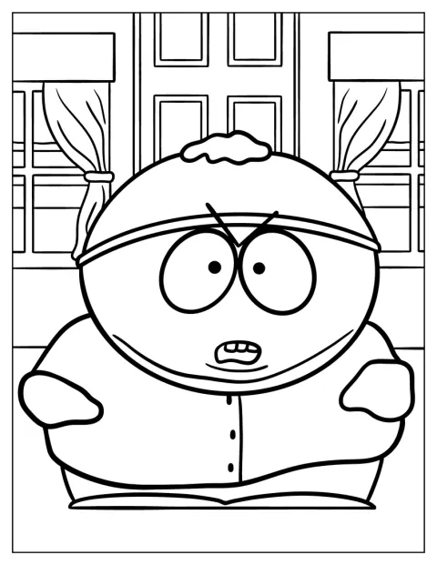 Eric Cartman ser arg ut och knyter nävarna.