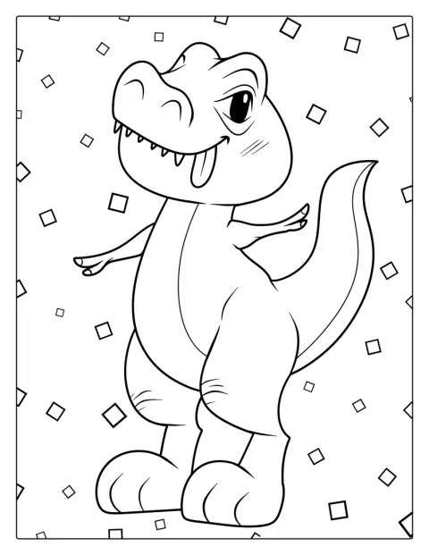 Un adorable T-Rex kawaii tire la langue.