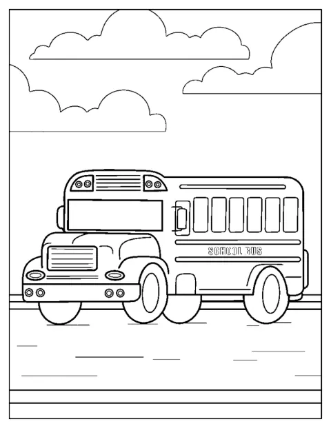 En traditionell skolbuss står redo att hämta elever.