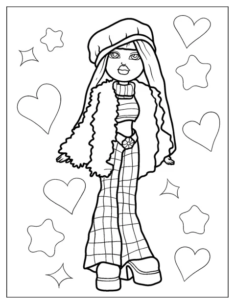 Bratz-pop Meygan poseert in een bontjas.