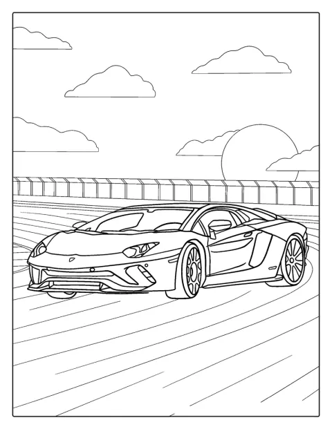 Een Lamborghini-raceauto rijdt over het circuit.
