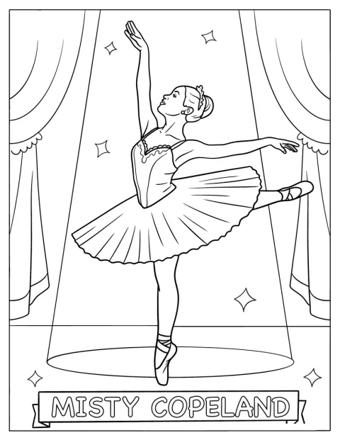 Misty Copeland tančí balet na jevišti.