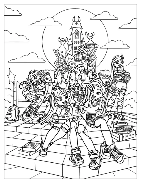 モンスター・ハイのキャラクターが描かれた、細かなポスターです。