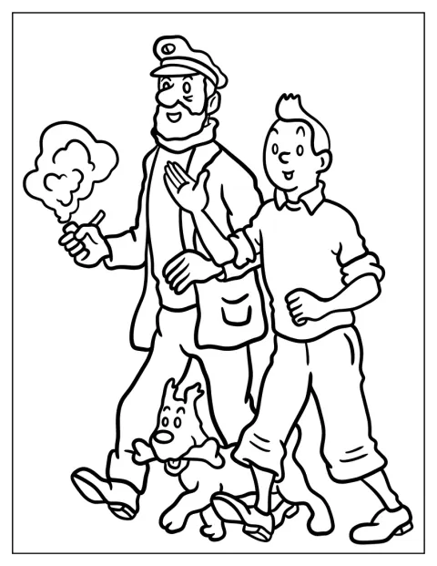 Tintin stă de vorbă cu Căpitanul Haddock.