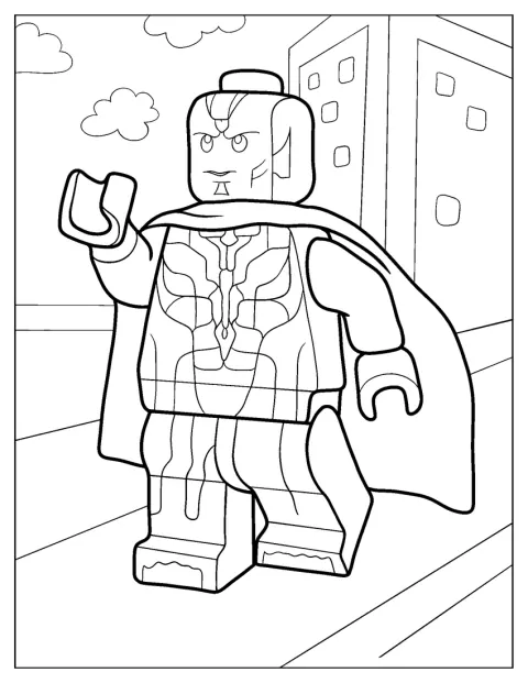 Vision è raffigurato in piedi, con il suo costume da supereroe.