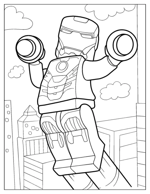 Iron Man využívá trysky na obleku, aby se vznesl do vzduchu.