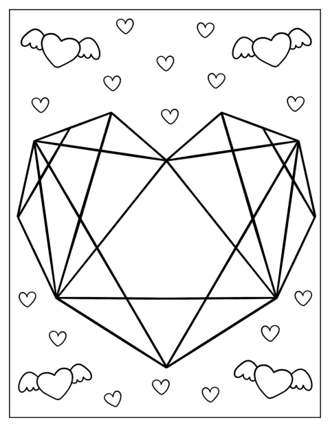 Kontur serca wypełniają geometryczne diamenty.