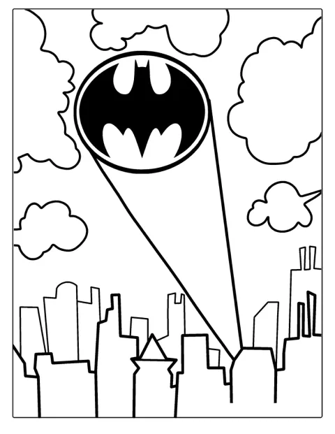 Le Bat-Signal projette son faisceau lumineux dans le ciel.