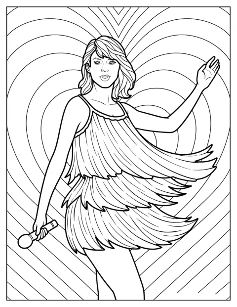 Taylor Swift optræder i en lagdelt kjole med pailletter.