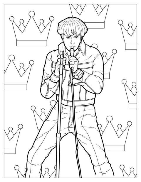 Elvis Coloring Page Singing With Hair Down