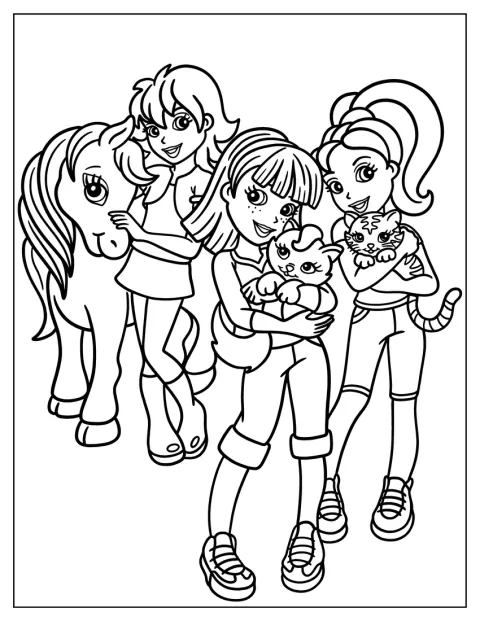 Barbie, Polly Pocket, Shani e Lila sono raffigurate insieme.