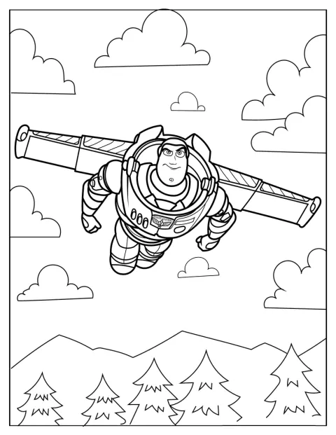 Buzz l’Éclair traverse le ciel.