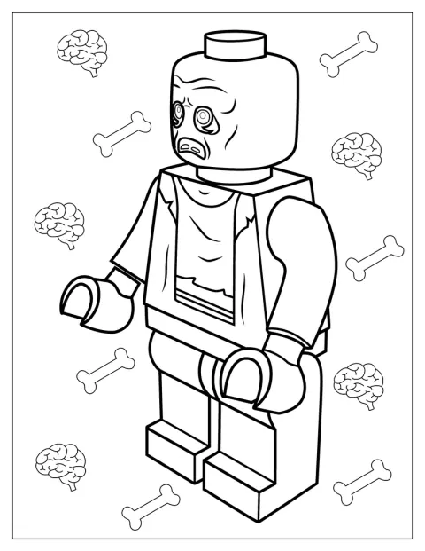 Coloring Page Of a Lego Zombie