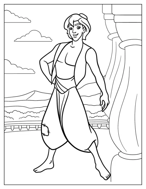 Aladdin visar sig som prins Ali i kungliga kläder.