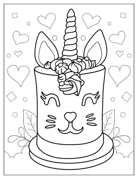Un gâteau représente un chat licorne.
