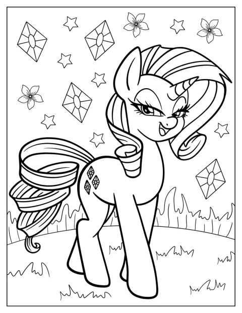 Un grand sourire illumine le visage de Rarity.