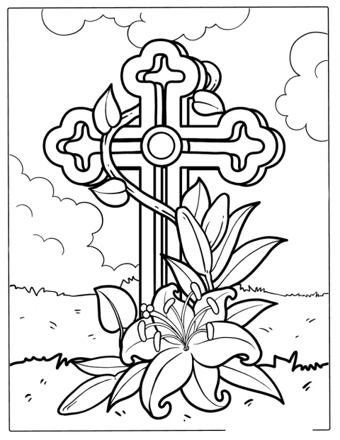 Una cruz de diseño tradicional ocupa el centro de la imagen.