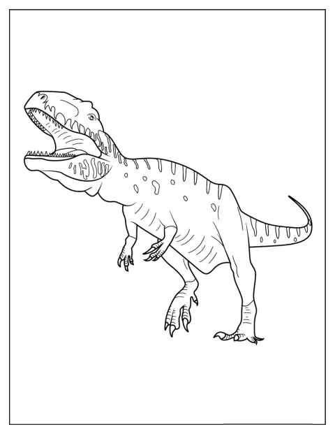 Een Gigantosaurus is getekend met duidelijke, realistische vormen.