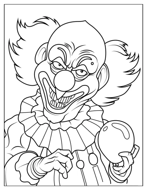 Un payaso de aspecto espeluznante aparece dibujado de cuerpo entero.