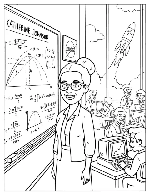 Matematyczka Katherine Johnson pracuje przy obliczeniach.